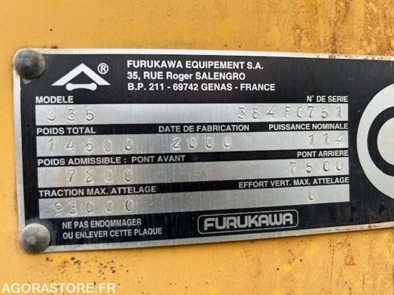Натоварувач CHARGEUSE FURUKAWA 335 - 2000 - 5800 HEURES: слика 10