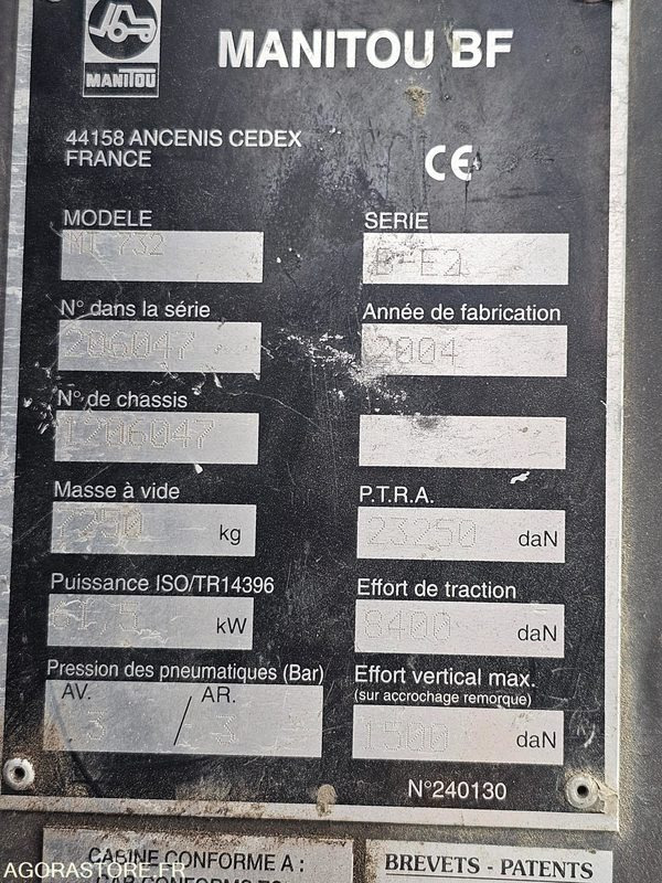 Дизел вилушкар CHARIOT ELECATEUR MANITOU MT732 - 2004 - 5207H: слика 12