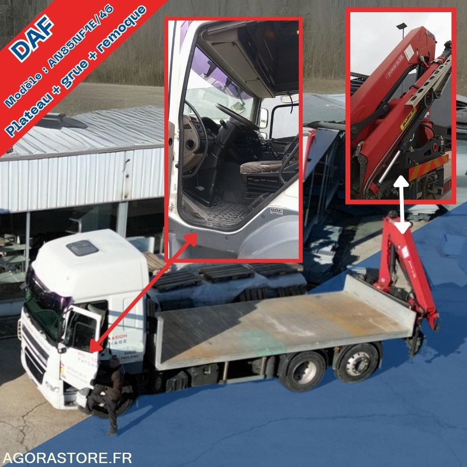 Camion DAF plateau avec grue HMF + Remorque Lecitrail - Камион: слика 2 Camion DAF plateau avec grue HMF + Remorque Lecitrail - Камион: слика 2