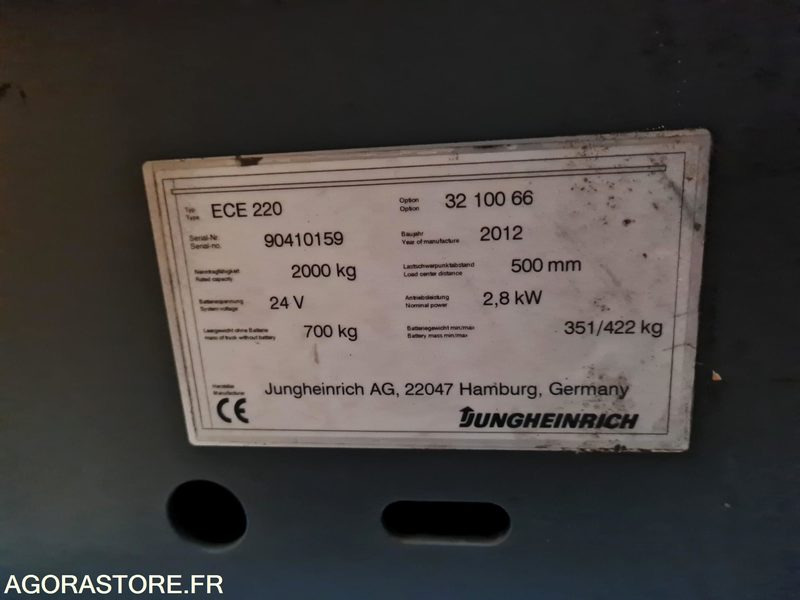 PREPARATEUR DE COMMANDE JUNGHEINRICH ECE220 - 2012 - 2391 HEURES - Опрема за ракување со материјали: слика 2 PREPARATEUR DE COMMANDE JUNGHEINRICH ECE220 - 2012 - 2391 HEURES - Опрема за ракување со материјали: слика 2