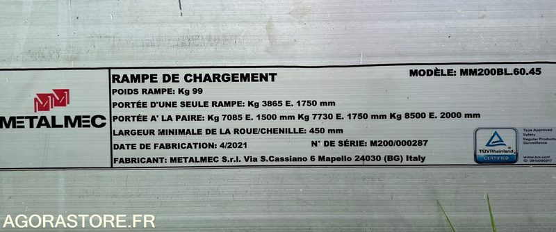 RAMPES DE CHARGEMENT 8,5 T - Опрема за ракување со материјали: слика 4 RAMPES DE CHARGEMENT 8,5 T - Опрема за ракување со материјали: слика 4