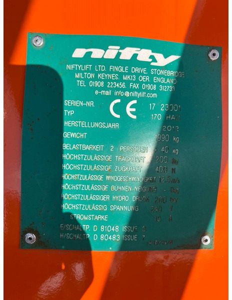 Дигачка платформа на приколка Niftylift 170HE elektro 17m (1839): слика 10