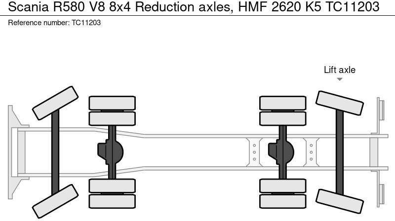 Scania R580 V8 8x4 Reduction axles, HMF 2620 K5 - Кипер, Камион со кран: слика 2 Scania R580 V8 8x4 Reduction axles, HMF 2620 K5 - Кипер, Камион со кран: слика 2