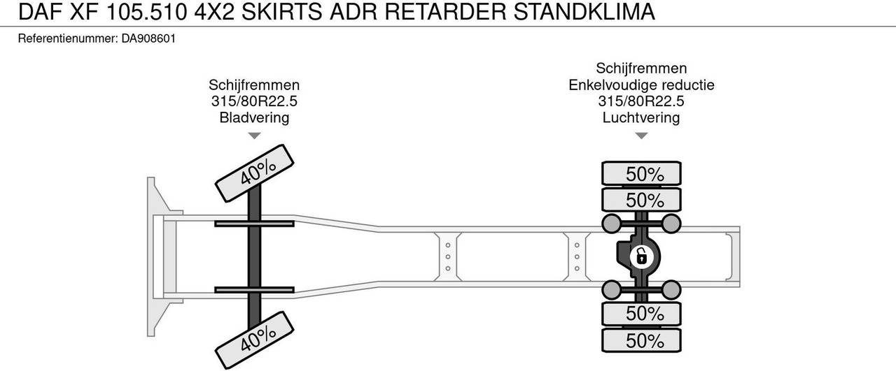 Камион влекач DAF XF 105.510 4X2 SKIRTS ADR RETARDER STANDKLIMA: слика 14