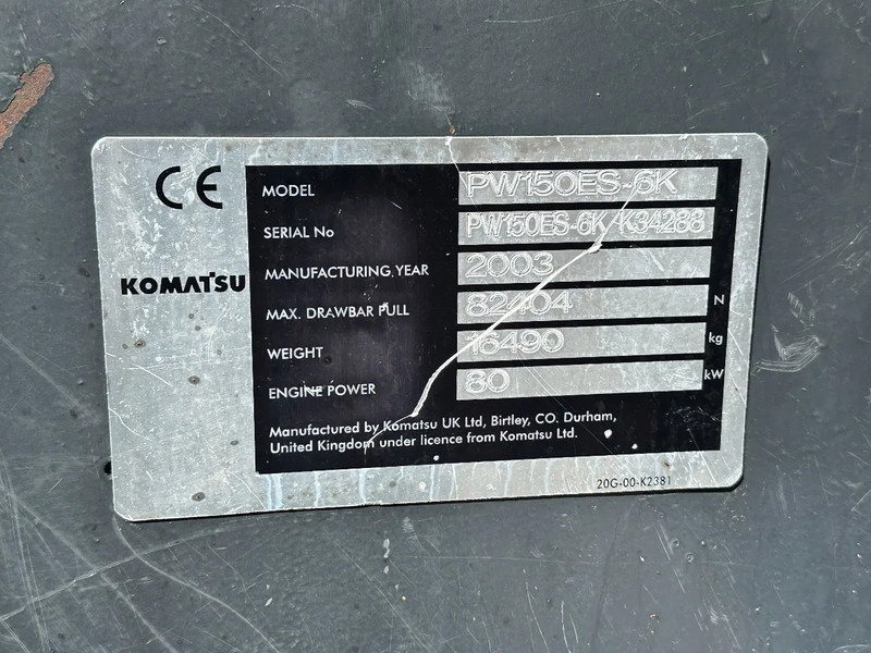 Багер на тркала Komatsu PW150ES-6K CE: слика 16