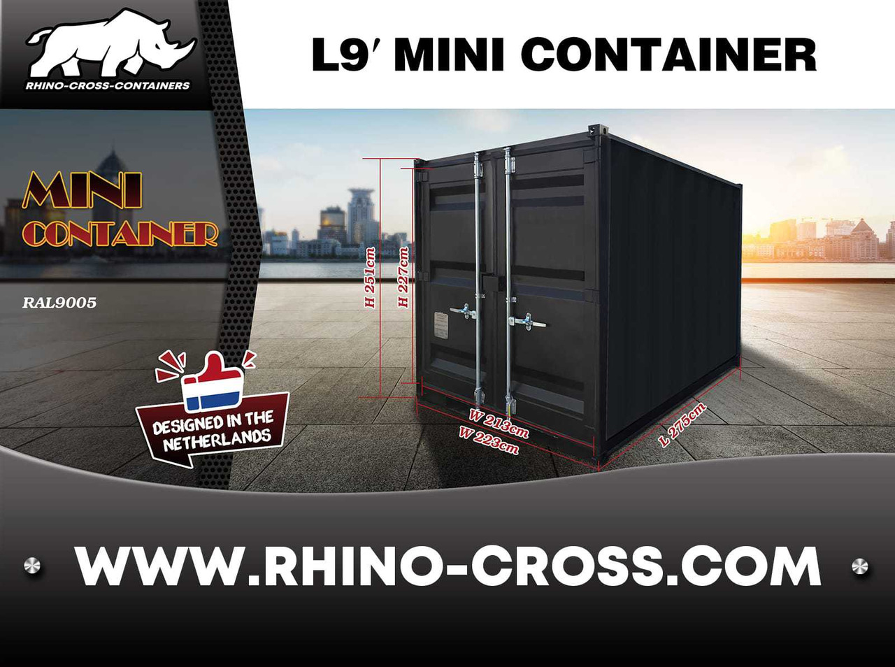 Товарен контејнер Rhino-Cross-Containers 9ft Zwart: слика 8