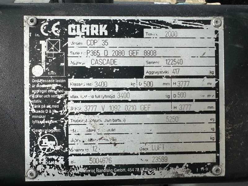 Clark CDP 35 Perkins 3.5 ton Duplex Sideshift Positioner Diesel Heftruck - Дизел вилушкар: слика 4 Clark CDP 35 Perkins 3.5 ton Duplex Sideshift Positioner Diesel Heftruck - Дизел вилушкар: слика 4