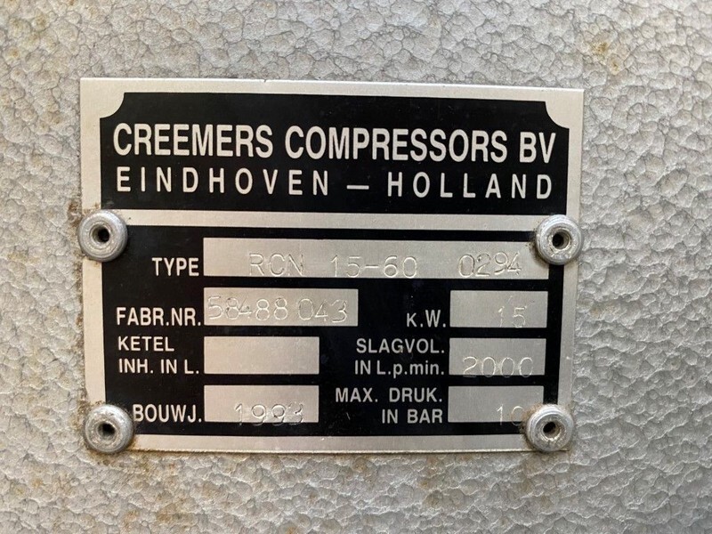Creemers RCN 15-60 15 kW 2000 L / min 10 Bar Elektrische Schroefcompressor - Компресор за воздух: слика 4 Creemers RCN 15-60 15 kW 2000 L / min 10 Bar Elektrische Schroefcompressor - Компресор за воздух: слика 4