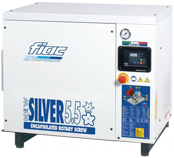 Fiac New Silver 5.5 Silent 4 kW 450 L / min 10 Bar Elektrische Schroefcompressor - Компресор за воздух: слика 1 Fiac New Silver 5.5 Silent 4 kW 450 L / min 10 Bar Elektrische Schroefcompressor - Компресор за воздух: слика 1