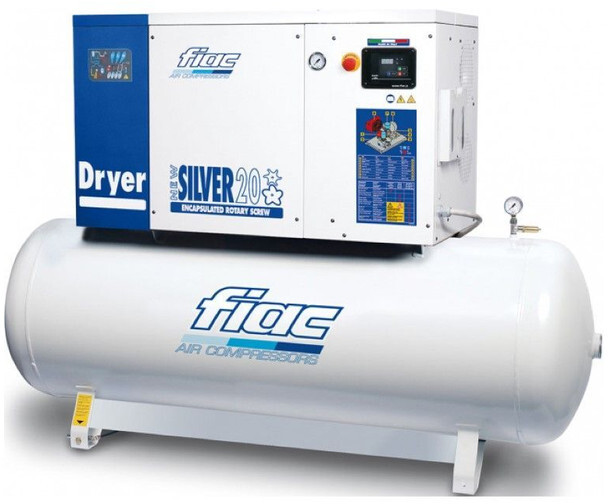 Fiac New Silver D 20 / 500 Silent 15 kW 1900 L / min 10 Bar Elektrische Schroefcompressor met ketel en droger - Компресор за воздух: слика 1 Fiac New Silver D 20 / 500 Silent 15 kW 1900 L / min 10 Bar Elektrische Schroefcompressor met ketel en droger - Компресор за воздух: слика 1