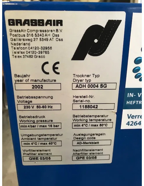 Grassair ADH0004SG 10 Bar Absorptiedroger - Компресор за воздух: слика 3 Grassair ADH0004SG 10 Bar Absorptiedroger - Компресор за воздух: слика 3