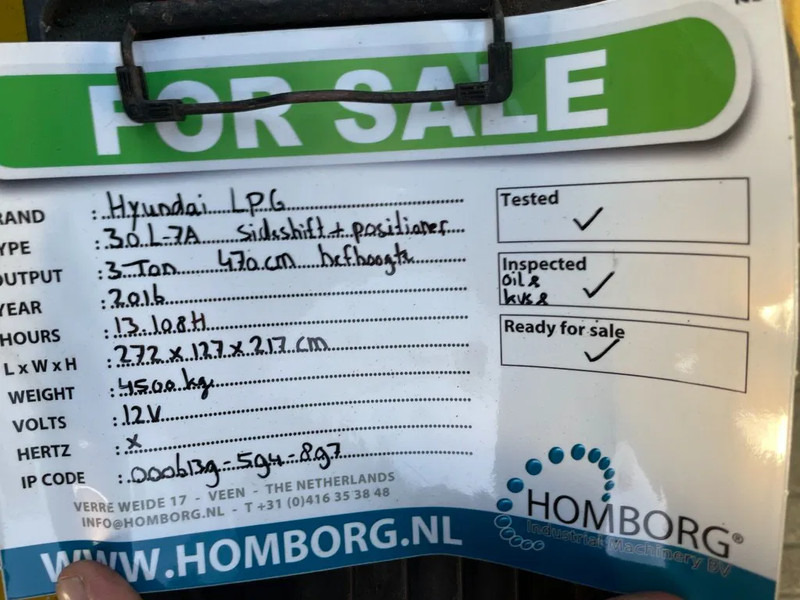 Плински вилушкар Hyundai 30L-7A 3 ton Triplex Sideshift Positioner LPG Heftruck: слика 19 Плински вилушкар Hyundai 30L-7A 3 ton Triplex Sideshift Positioner LPG Heftruck: слика 19