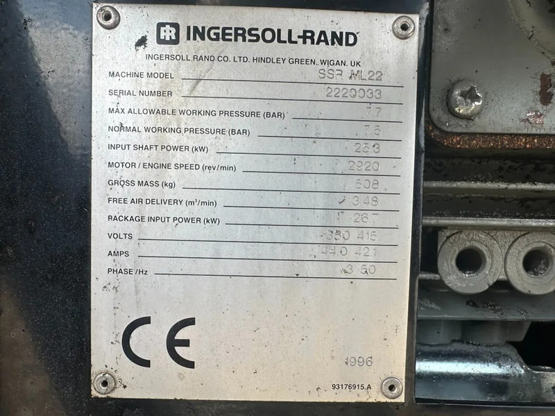 Ingersoll Rand SSR ML22 Elektrische Schroefcompressor 25 kW 3480 L / min 7.5 Bar - Компресор за воздух: слика 4 Ingersoll Rand SSR ML22 Elektrische Schroefcompressor 25 kW 3480 L / min 7.5 Bar - Компресор за воздух: слика 4