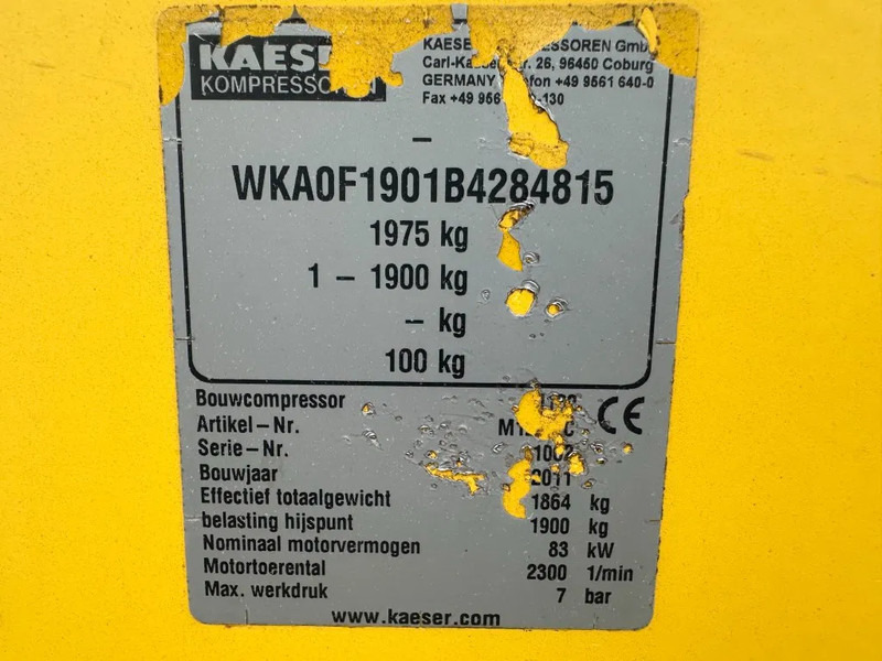 Kaeser M122 Deutz 11.1 m3 / min 10 Bar 83 kW Mobiele Diesel Compressor - Компресор за воздух: слика 3 Kaeser M122 Deutz 11.1 m3 / min 10 Bar 83 kW Mobiele Diesel Compressor - Компресор за воздух: слика 3