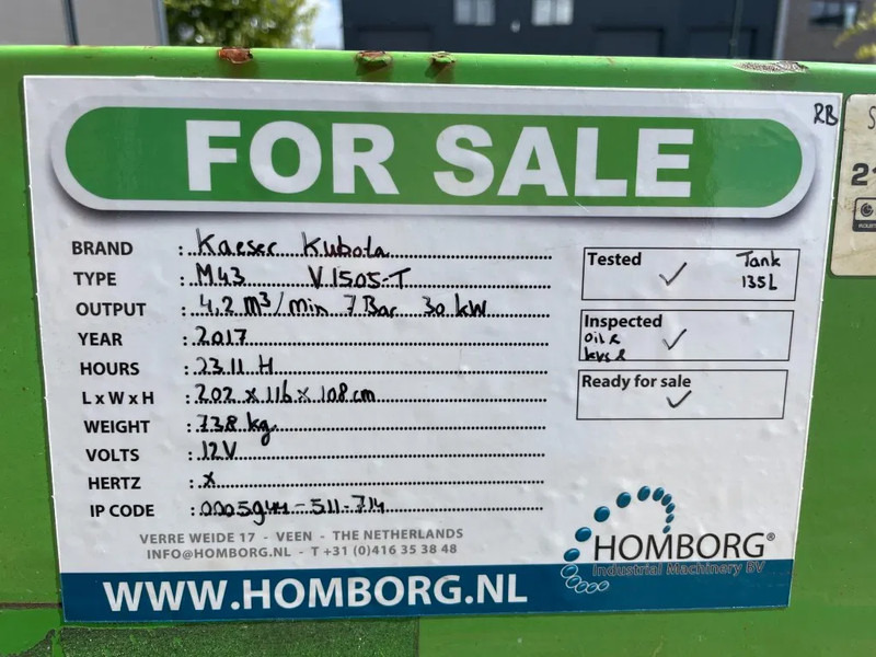 Компресор за воздух Kaeser M43 Kubota 4,2 m3 / min 7 Bar 30 kW Silent Diesel Compressor: слика 15