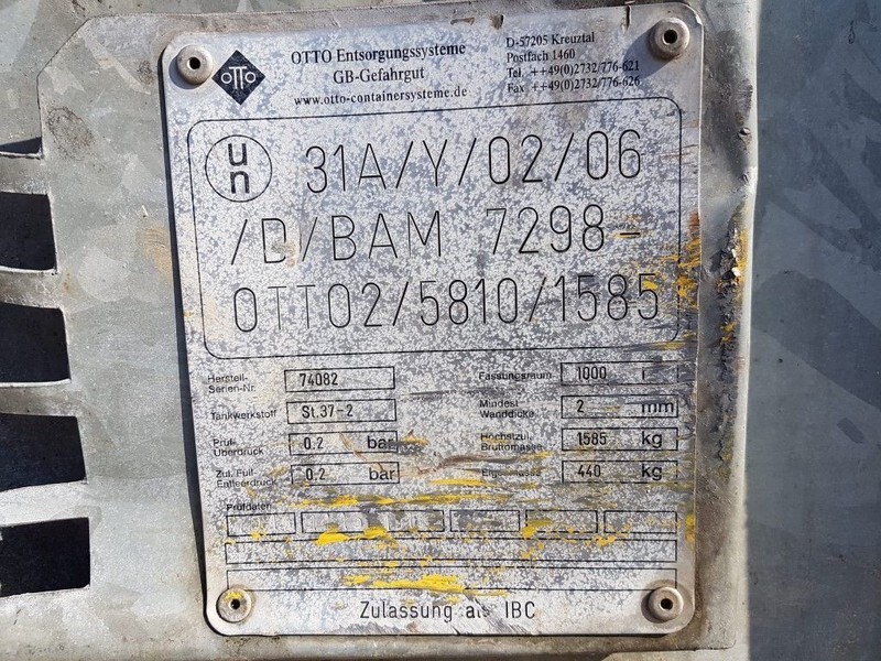 OTTO 1000 liter dieseltank IBC Gegalvaniseerd as New ! - Резервоар за складирање: слика 4 OTTO 1000 liter dieseltank IBC Gegalvaniseerd as New ! - Резервоар за складирање: слика 4