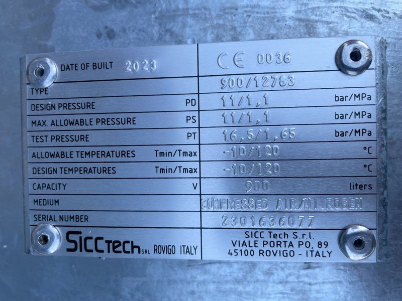 Sicctech 900 Liter Gegalvaniseerde Verticale luchtketel 11 Bar Nieuw! - Компресор за воздух: слика 2 Sicctech 900 Liter Gegalvaniseerde Verticale luchtketel 11 Bar Nieuw! - Компресор за воздух: слика 2