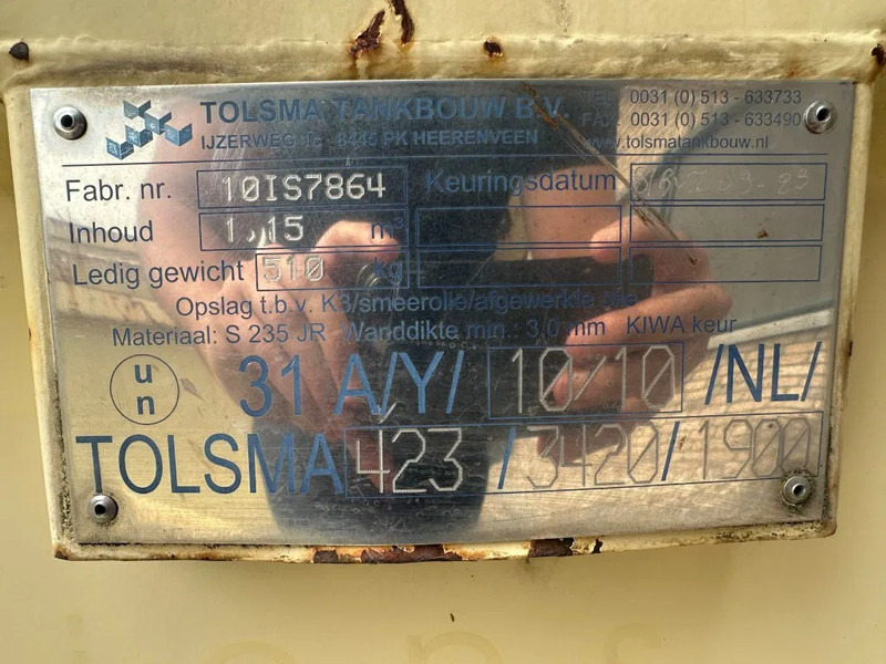 Tolsma Kiwa IBC 1150 liter Dieseltank Milieutank - Резервоар за складирање: слика 3 Tolsma Kiwa IBC 1150 liter Dieseltank Milieutank - Резервоар за складирање: слика 3