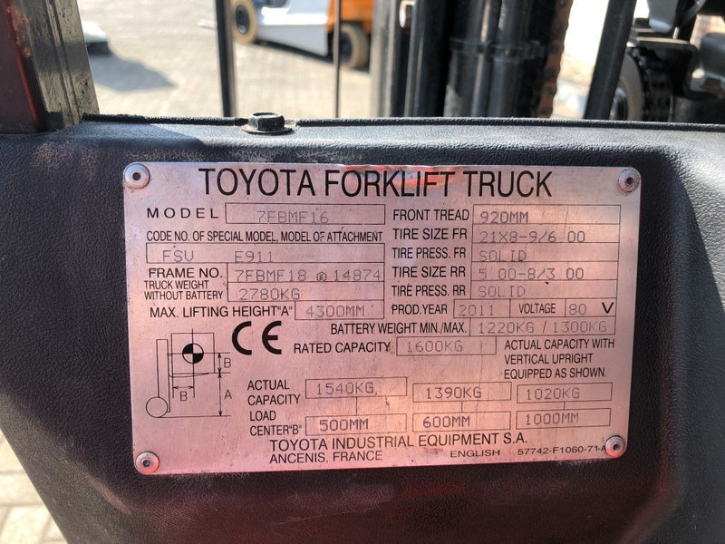 Toyota 1.6 ton Triplex Freelift Sideshift Elektra Heftruck - Електричен вилушкар: слика 3 Toyota 1.6 ton Triplex Freelift Sideshift Elektra Heftruck - Електричен вилушкар: слика 3