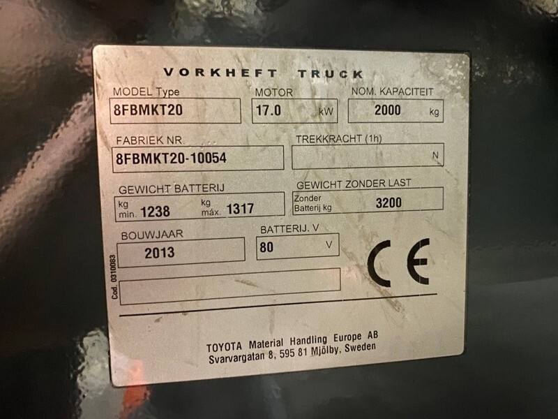 Toyota 2 ton Traigo 20 Duplex Freelift Sideshift Elektra Heftruck - Електричен вилушкар: слика 5 Toyota 2 ton Traigo 20 Duplex Freelift Sideshift Elektra Heftruck - Електричен вилушкар: слика 5