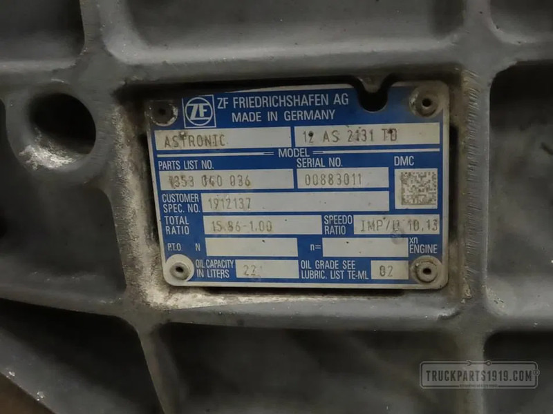 DAF 1912137 Versnellingsbak 12AS2131TD DAF - Менувач за Камион: слика 3 DAF 1912137 Versnellingsbak 12AS2131TD DAF - Менувач за Камион: слика 3