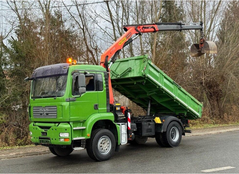 MAN TGA 18.360 Meiller 3-Way Tipper + Crane Palfinger PK 9501 - Кипер, Камион со кран: слика 1 MAN TGA 18.360 Meiller 3-Way Tipper + Crane Palfinger PK 9501 - Кипер, Камион со кран: слика 1