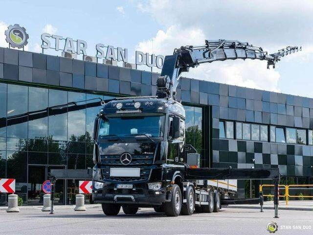 Mercedes-Benz AROCS 3251 8x4 HMF 8520 Fly Jib Winch - Камион со платформа, Камион со кран: слика 1 Mercedes-Benz AROCS 3251 8x4 HMF 8520 Fly Jib Winch - Камион со платформа, Камион со кран: слика 1