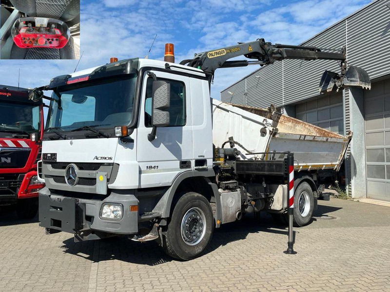 Mercedes-Benz Actros 1841 K 3-Way Meiller Tipper Crane Palfinger PK 13001-KA - Кипер, Камион со кран: слика 1 Mercedes-Benz Actros 1841 K 3-Way Meiller Tipper Crane Palfinger PK 13001-KA - Кипер, Камион со кран: слика 1