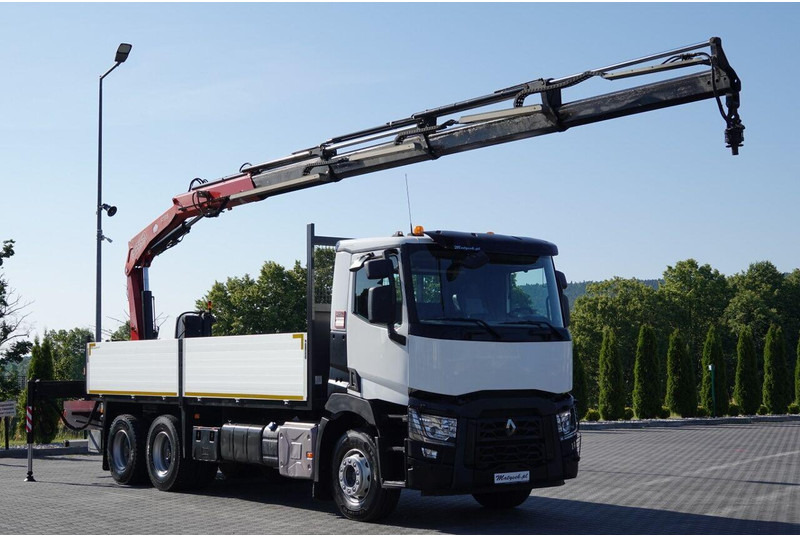 Renault C 380 / 6X4 / SKRZYNIOWY 6.4 M / + HDS FASSI F175A / MAX UDŹWIG - Камион со платформа, Камион со кран: слика 1 Renault C 380 / 6X4 / SKRZYNIOWY 6.4 M / + HDS FASSI F175A / MAX UDŹWIG - Камион со платформа, Камион со кран: слика 1
