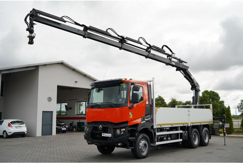 Renault K 380 / 6X4 / SKRZYNIOWY 6.2 M / + HDS HIAB 166 ES-4 / MAX UDŹWI - Камион со платформа, Камион со кран: слика 1 Renault K 380 / 6X4 / SKRZYNIOWY 6.2 M / + HDS HIAB 166 ES-4 / MAX UDŹWI - Камион со платформа, Камион со кран: слика 1