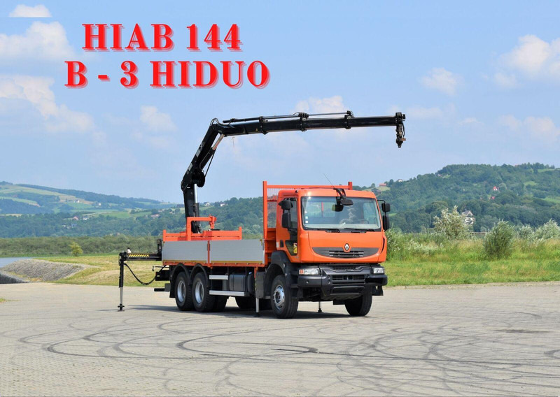 Renault KERAX 410 * HIAB 144 B-3 HIDUO / 6x4 * TOP - Камион со платформа, Камион со кран: слика 1 Renault KERAX 410 * HIAB 144 B-3 HIDUO / 6x4 * TOP - Камион со платформа, Камион со кран: слика 1