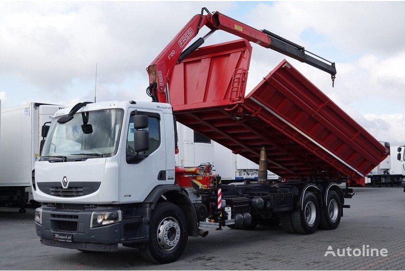 Renault LANDER 3 way tipper + crane FASSI 130 6x4 - Кипер, Камион со кран: слика 1 Renault LANDER 3 way tipper + crane FASSI 130 6x4 - Кипер, Камион со кран: слика 1