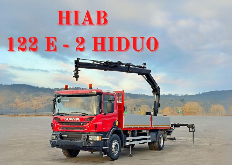 Scania P 280 * HIAB 122 E - 2 HIDUO + FUNK* TOPZUSTAND - Камион со платформа, Камион со кран: слика 1 Scania P 280 * HIAB 122 E - 2 HIDUO + FUNK* TOPZUSTAND - Камион со платформа, Камион со кран: слика 1