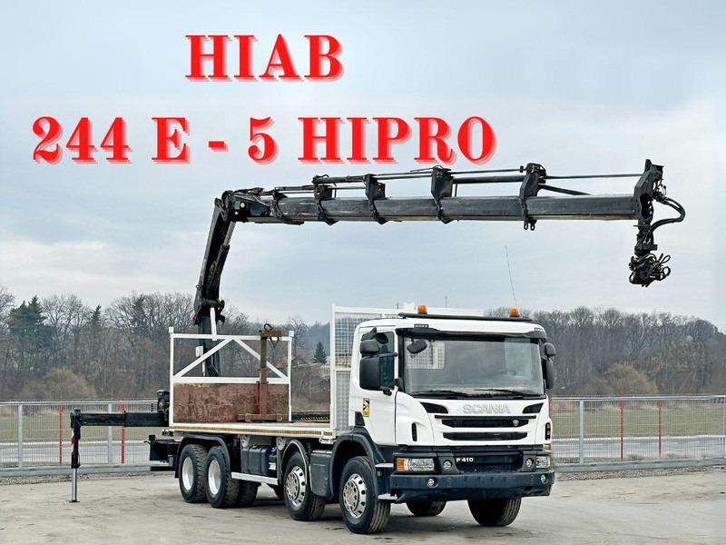 Scania P 410*PLATFORM 7,00m*HIAB 244 E-5 HIPRO+FUNK/8x4 - Камион со платформа, Камион со кран: слика 1 Scania P 410*PLATFORM 7,00m*HIAB 244 E-5 HIPRO+FUNK/8x4 - Камион со платформа, Камион со кран: слика 1