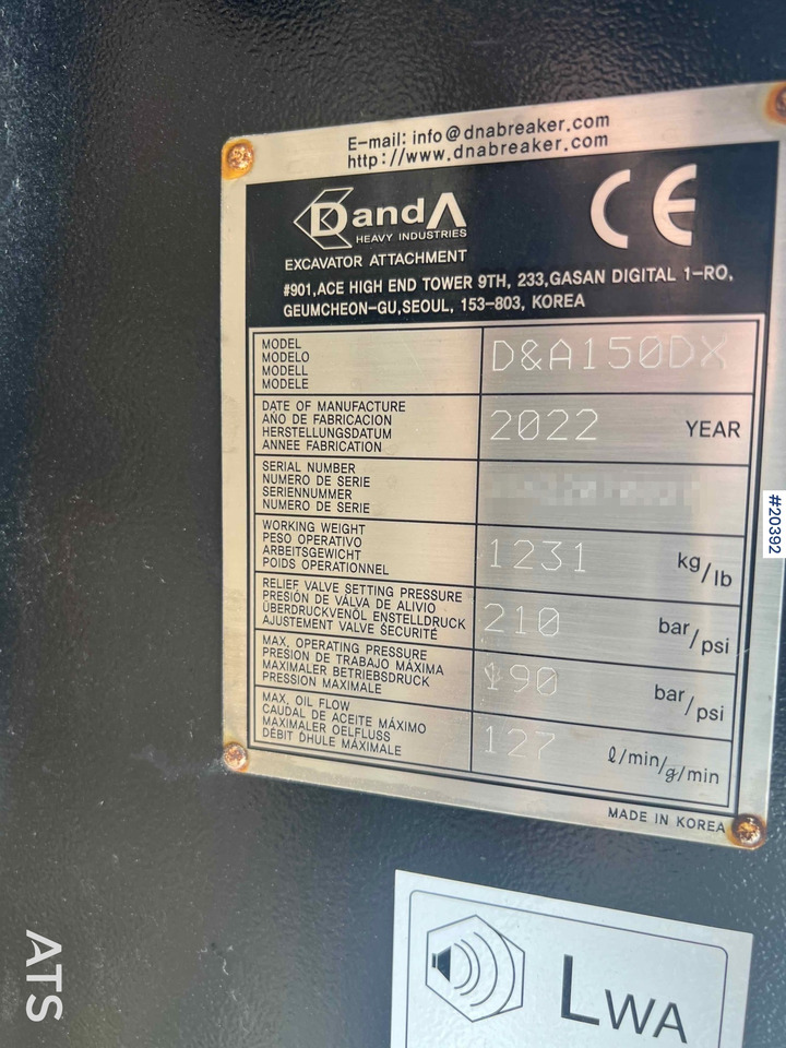 Лизинг на Danda D&A150DX pigg hammer (1231 kg ) m/ s60 feste Danda D&A150DX pigg hammer (1231 kg ) m/ s60 feste: слика 10