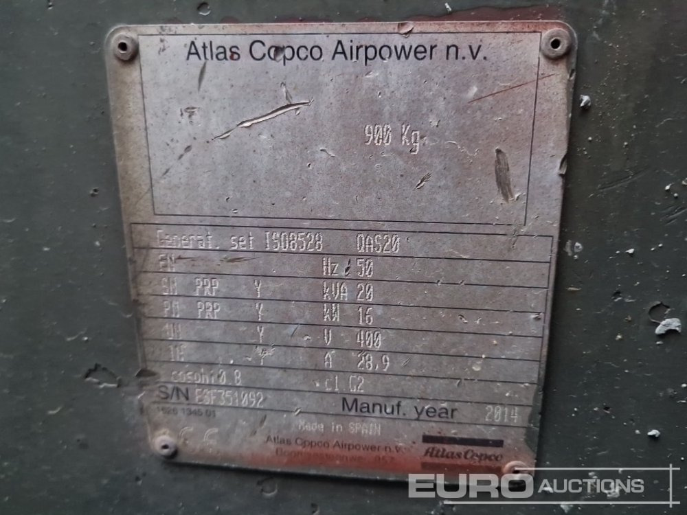 2014 Atlas Copco QAS20 - Генераторска поставка: слика 2 2014 Atlas Copco QAS20 - Генераторска поставка: слика 2