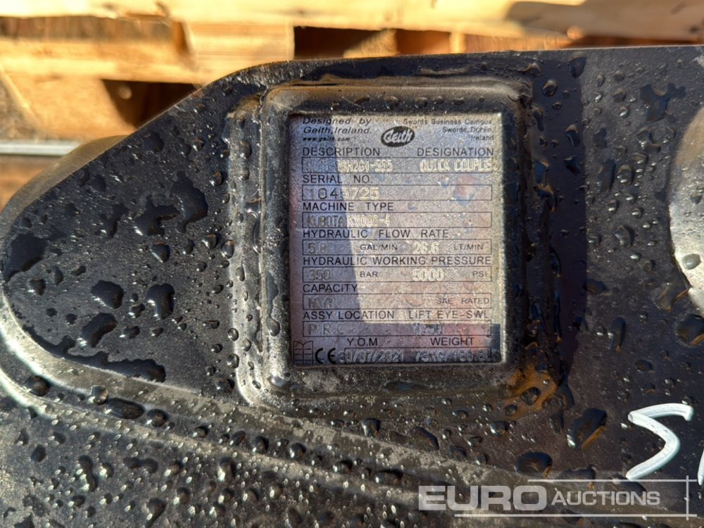 Geith Quick Coupler QC45-50H2G4-555 to suit Kubota KX080-4 (S/Ns 1045725, 1061012, 1053631, 1045727, 1045728) (5 of) - Брза спојка: слика 5 Geith Quick Coupler QC45-50H2G4-555 to suit Kubota KX080-4 (S/Ns 1045725, 1061012, 1053631, 1045727, 1045728) (5 of) - Брза спојка: слика 5