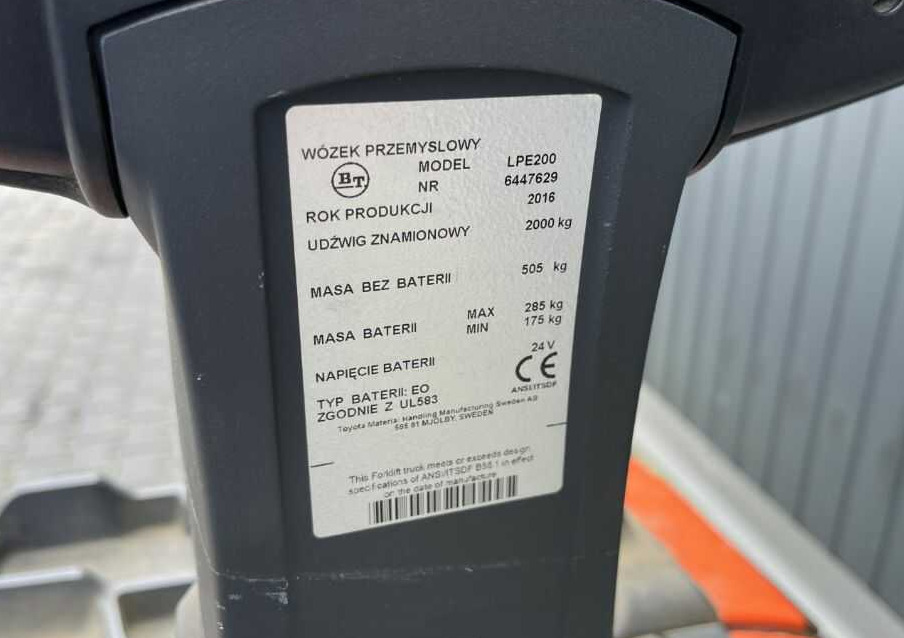 BT LPE200 - Вилушкар за палети: слика 4 BT LPE200 - Вилушкар за палети: слика 4