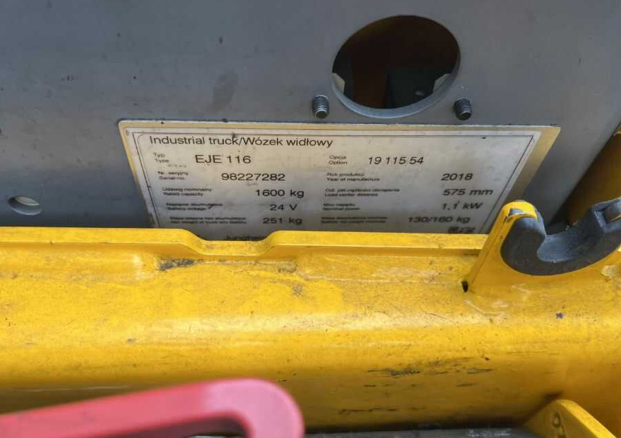 Jungheinrich EJE116 - Вилушкар за палети: слика 4 Jungheinrich EJE116 - Вилушкар за палети: слика 4