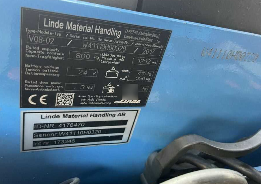 Linde V08-02 - Вилушкар за подигање роба: слика 4 Linde V08-02 - Вилушкар за подигање роба: слика 4