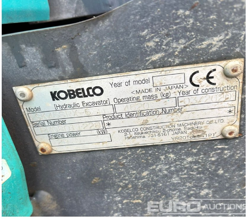 2020 Kobelco SK45SRX-6 - Мини багер: слика 3 2020 Kobelco SK45SRX-6 - Мини багер: слика 3