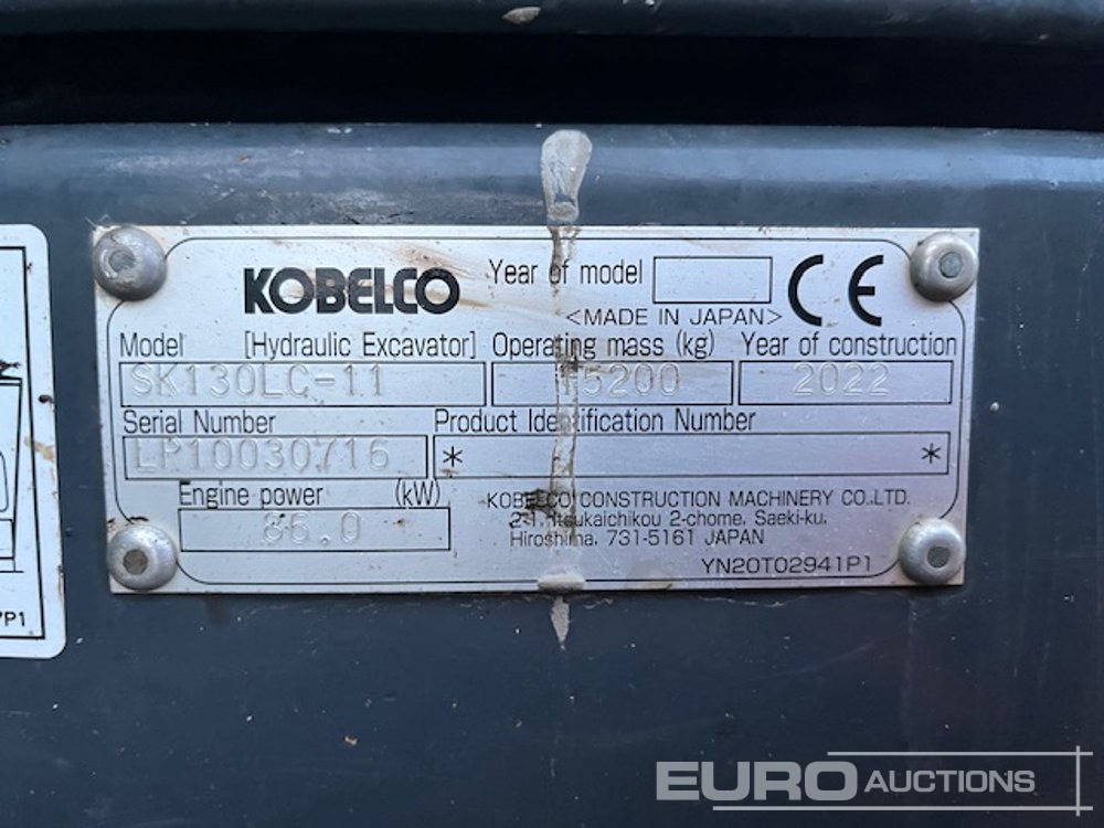 2022 Kobelco SK130LC-11 - Багер гасеничар: слика 5 2022 Kobelco SK130LC-11 - Багер гасеничар: слика 5
