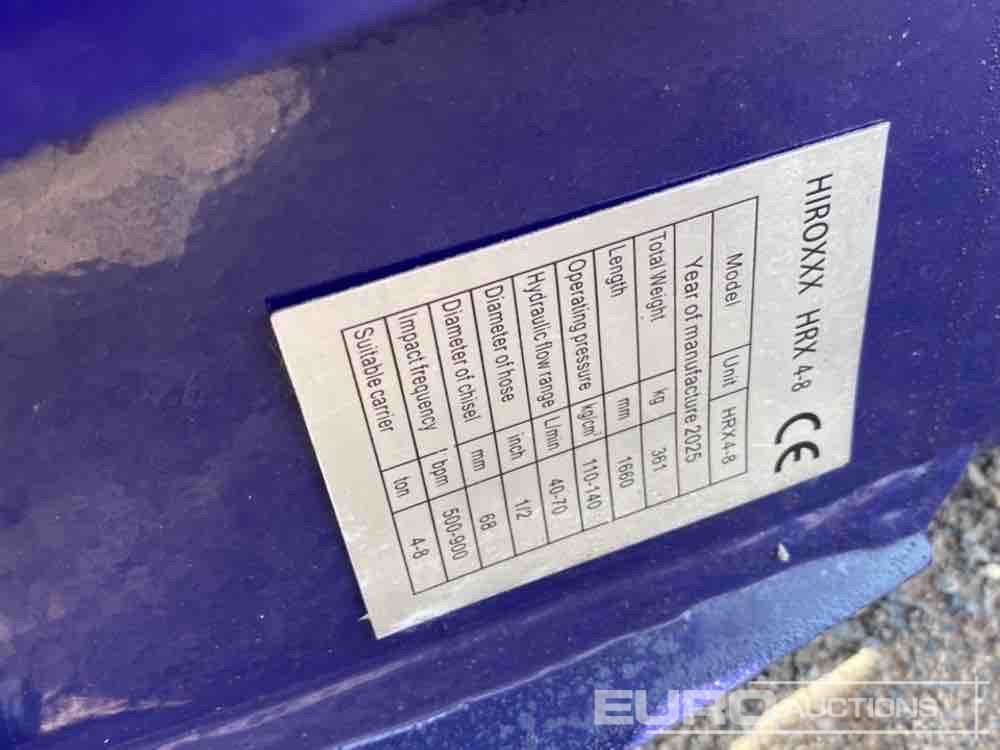 Хидрауличен чекан Unused 2025 Hirox HRX4-8 Hydraulic Breaker 45mm Pin to suit 4-6 Ton Excavator: слика 13