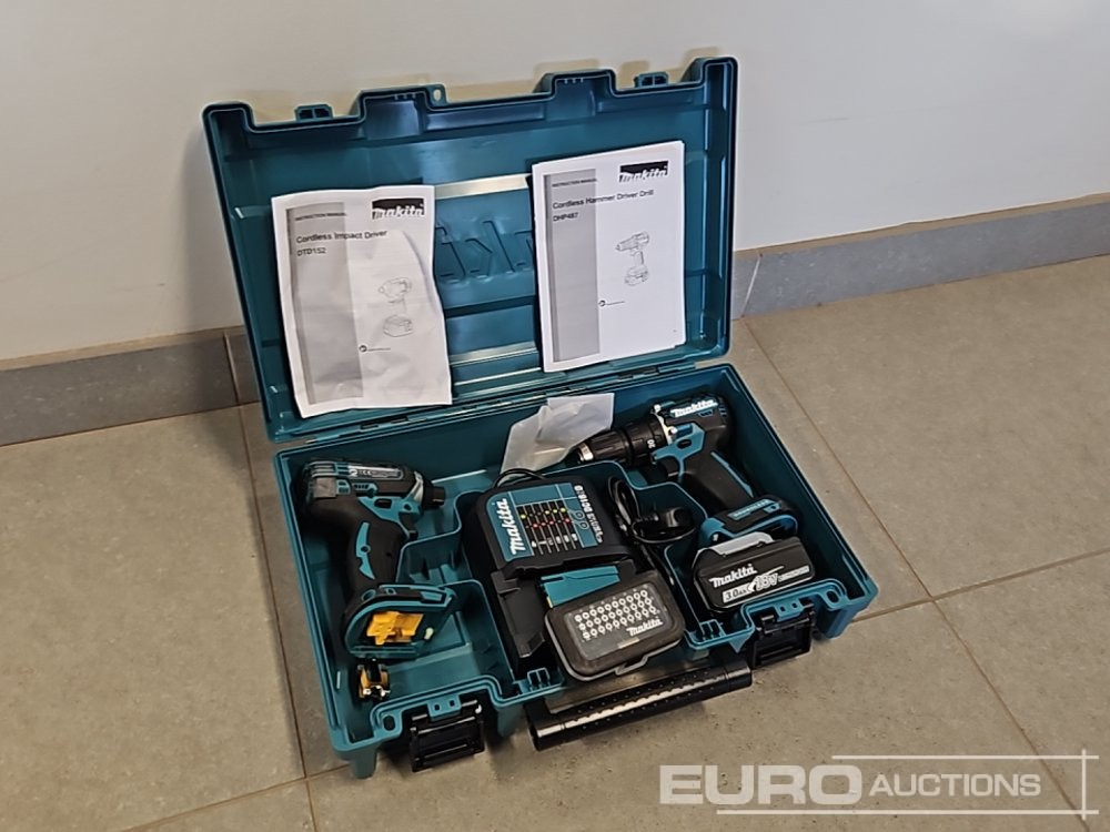 Unused Makita DHP453 18V LXT Combi Dril, Makita DTD152 18V LXT Impact Driver, Battery, Charger, Bit Set - Опрема за работилница: слика 1 Unused Makita DHP453 18V LXT Combi Dril, Makita DTD152 18V LXT Impact Driver, Battery, Charger, Bit Set - Опрема за работилница: слика 1