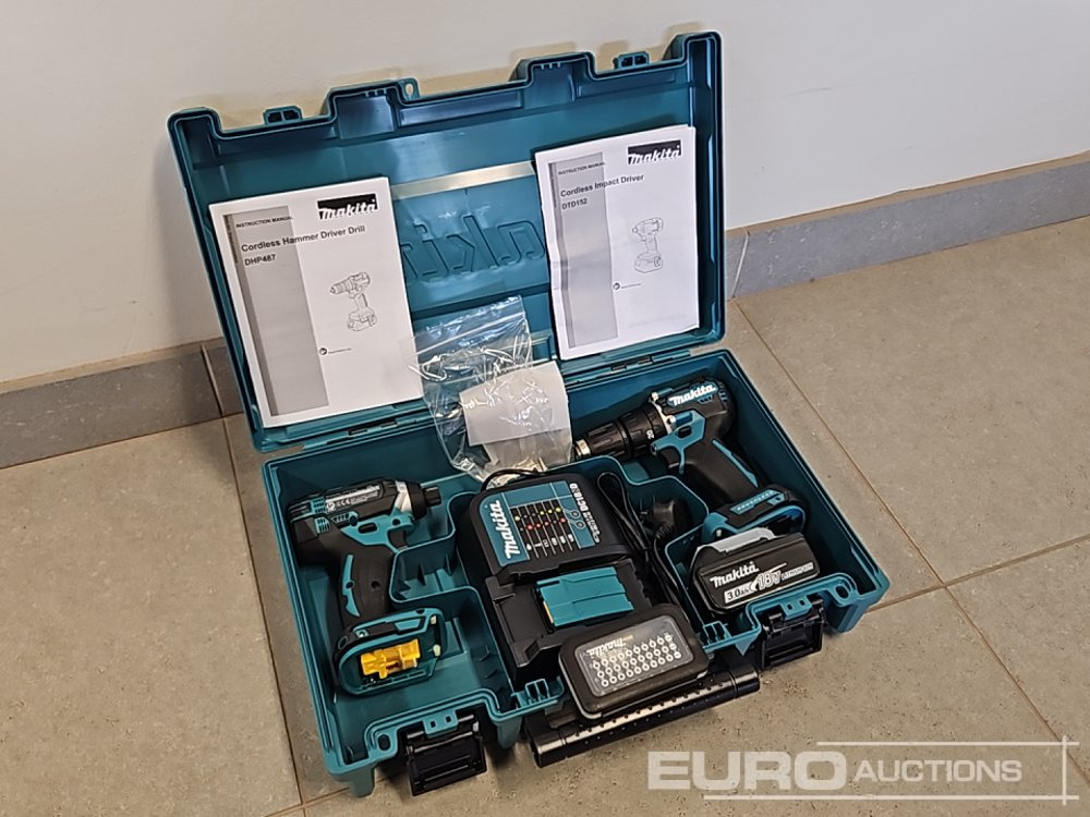 Unused Makita DHP453 18V LXT Combi Dril, Makita DTD152 18V LXT Impact Driver, Battery, Charger, Bit Set - Опрема за работилница: слика 1 Unused Makita DHP453 18V LXT Combi Dril, Makita DTD152 18V LXT Impact Driver, Battery, Charger, Bit Set - Опрема за работилница: слика 1