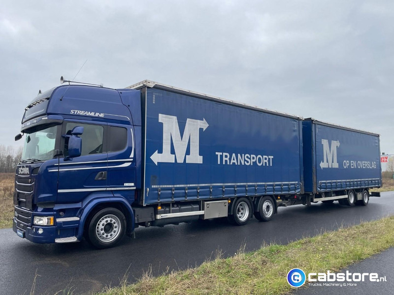Scania R450 LB6X2MLB Euro 6 - Bouwjaar 2016 - Topline - Doorlaad-volume combi+ Wecon Middenas aanhangwagen - Good condition - Камион со церада: слика 2 Scania R450 LB6X2MLB Euro 6 - Bouwjaar 2016 - Topline - Doorlaad-volume combi+ Wecon Middenas aanhangwagen - Good condition - Камион со церада: слика 2