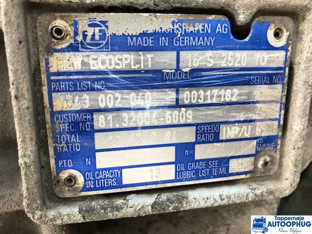 MAN ZF 16 S 2520 TO - Менувач и делови за Камион: слика 4 MAN ZF 16 S 2520 TO - Менувач и делови за Камион: слика 4
