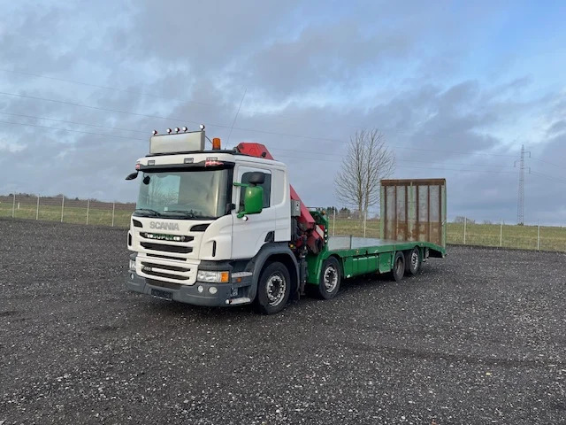 Scania P450 8X2*6 Knæklad + Kran HMF1820 – Machinetransporter - Автотранспортен камион, Камион со кран: слика 1 Scania P450 8X2*6 Knæklad + Kran HMF1820 – Machinetransporter - Автотранспортен камион, Камион со кран: слика 1